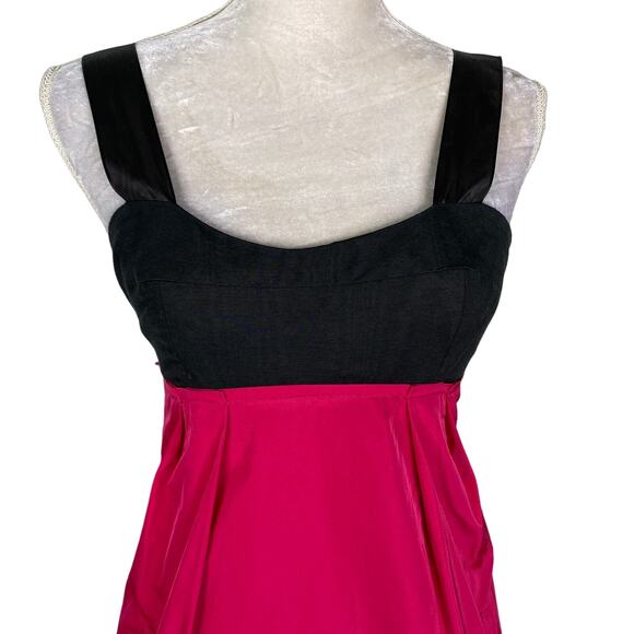 Yigal Azrouel NY Dress 6 Black Fuchsia Pockets Sleeveless Open Back - Picture 3 of 12